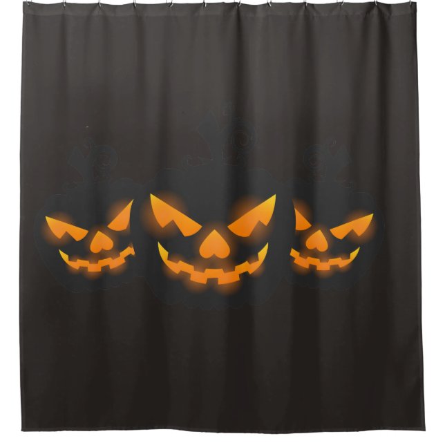 Halloween Pumpkin Spooky head Shower Curtain (Front)