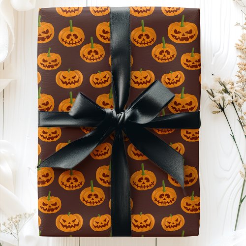 Halloween Pumpkin Spooky Jack O'Lanterns Pattern Wrapping Paper