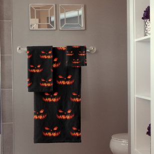 Halloween Spiderweb BOO Kitchen Towel, Orange Stripe Turkish Towel