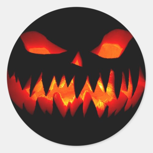 Halloween Pumpkin Spooky Scary Horror Orange Classic Round Sticker