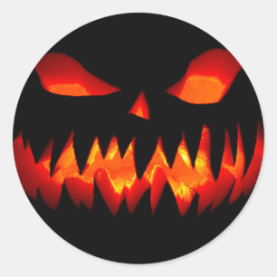 Halloween Pumpkin Spooky Scary Horror Orange Classic Round Sticker