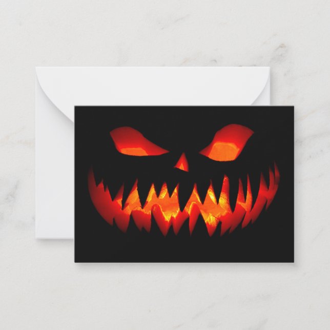 Halloween Pumpkin Spooky Scary Horror Orange Note Card (Front)