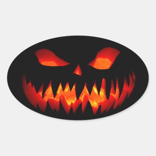 Halloween Pumpkin Spooky Scary Horror Orange Oval Sticker