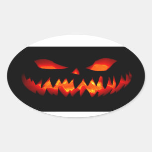 Halloween Pumpkin Spooky Scary Horror Orange Oval Sticker
