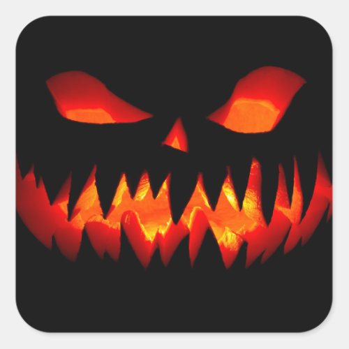 Halloween Pumpkin Spooky Scary Horror Orange Square Sticker