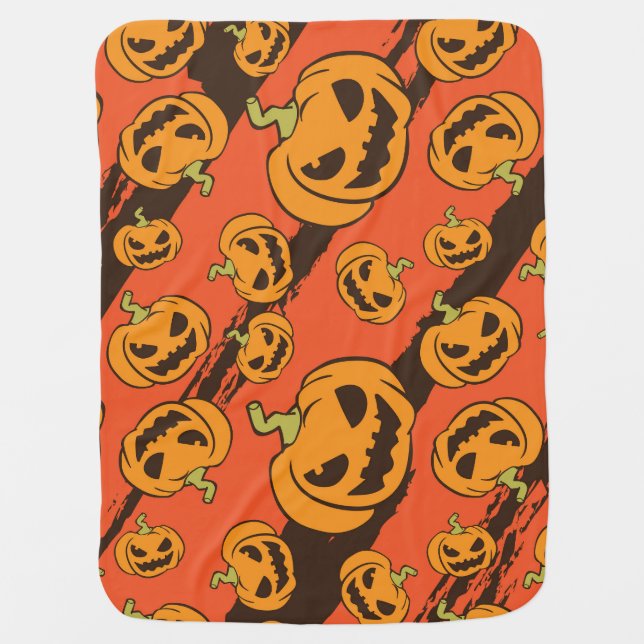 Halloween Pumpkin: Spooky Seamless Pattern Baby Blanket (Front)