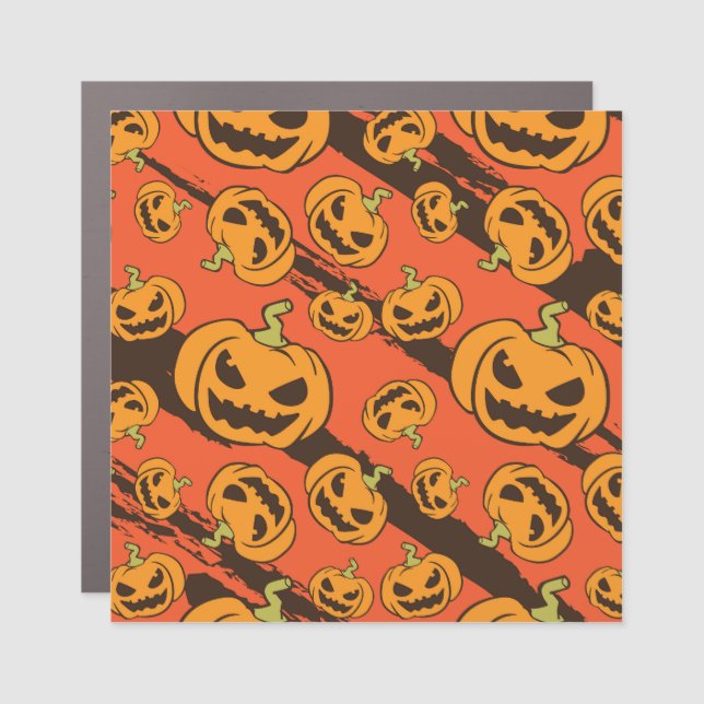 Halloween Pumpkin: Spooky Seamless Pattern Car Magnet (Front)