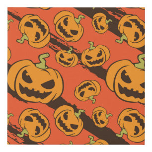 Halloween Pumpkin: Spooky Seamless Pattern Faux Canvas Print