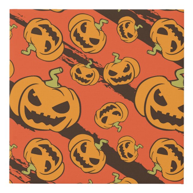 Halloween Pumpkin: Spooky Seamless Pattern Faux Canvas Print (Front)