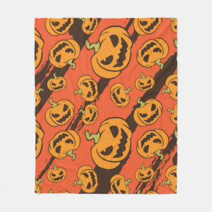 Halloween Pumpkin: Spooky Seamless Pattern Fleece Blanket