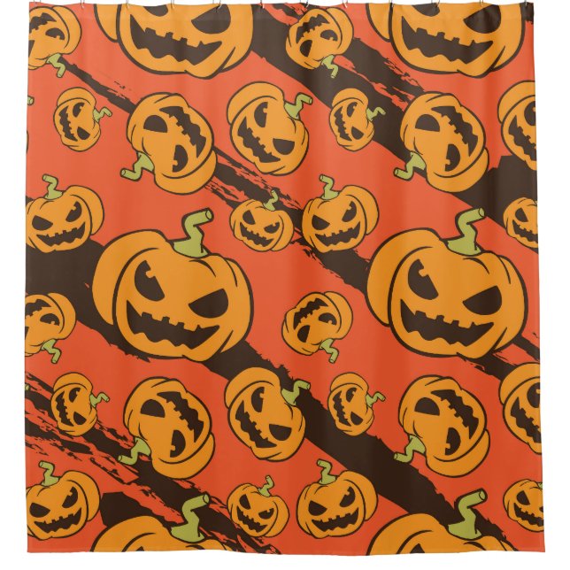 Halloween Pumpkin: Spooky Seamless Pattern Shower Curtain (Front)