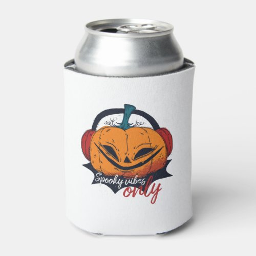 Halloween Pumpkin Spooky Vibes Only Music Lover Can Cooler