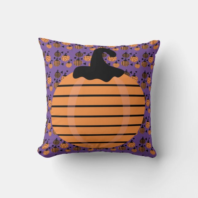 Halloween Pumpkin Sprinkles Confetti Orange  Throw Pillow (Front)