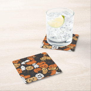 Halloween Pumpkin Square Paper Coaster