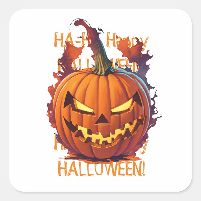 Halloween Pumpkin Square Sticker (Front)