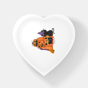 Halloween Pumpkin Stack with Black Cat, Candy & Mo Paperweight
