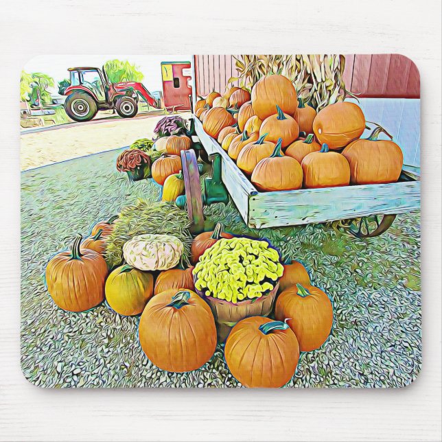Halloween Pumpkin Stand Autumn Display Mouse Pad (Front)