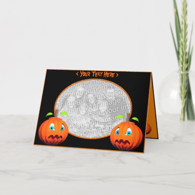 Halloween Pumpkin Stares (photo frame) Card (Front)