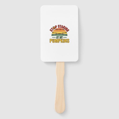 Halloween Pumpkin Stop Staring Funny Vintage_1 Hand Fan
