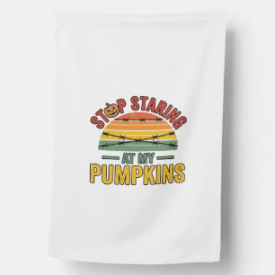 Halloween Pumpkin Stop Staring Funny Vintage_1 House Flag
