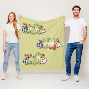 Halloween Pumpkin Sunflower Thanksgiving Plaid Fleece Blanket