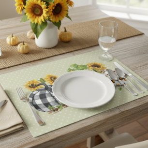 Halloween Pumpkin Sunflower Thanksgiving Plaid Placemat