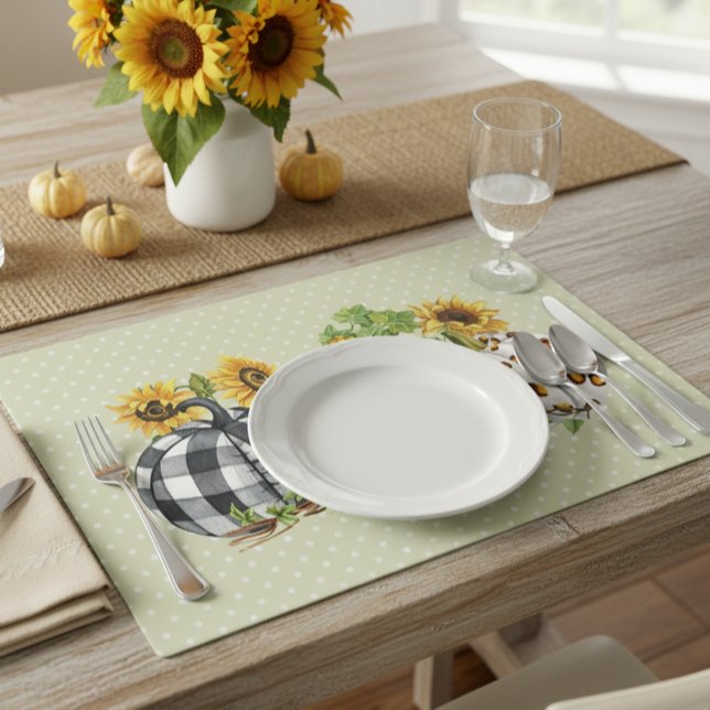 Halloween Pumpkin Sunflower Thanksgiving Plaid  Placemat (Creator Uploaded)