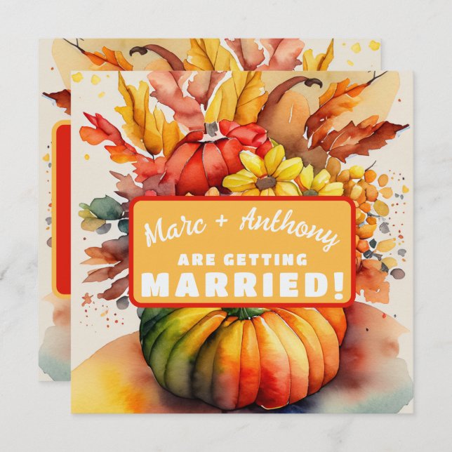 Halloween Pumpkin Thanksgiving Cornucopia Wedding Save The Date (Front/Back)