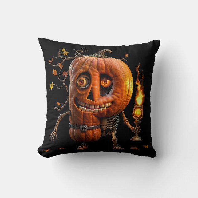 Halloween Pumpkin Throw Pillow (Front)