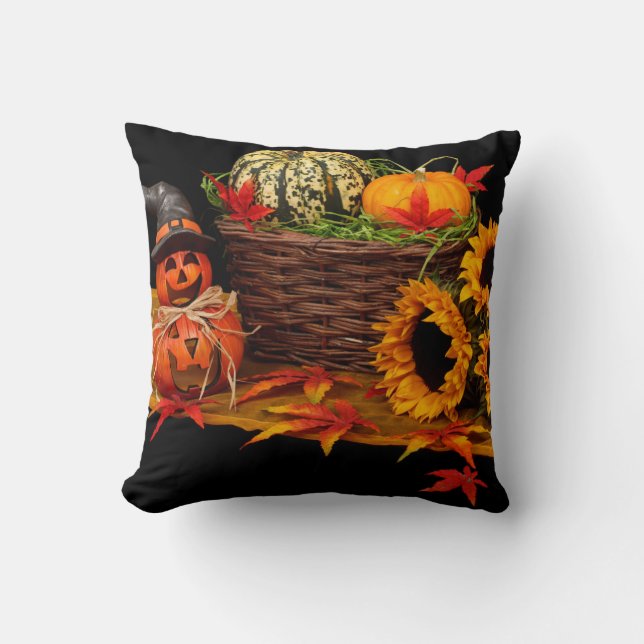 Halloween Pumpkin Throw Pillow (Front)