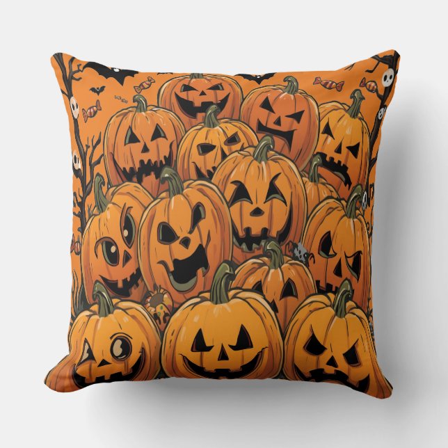 Halloween Pumpkin Throw Pillow (Front)