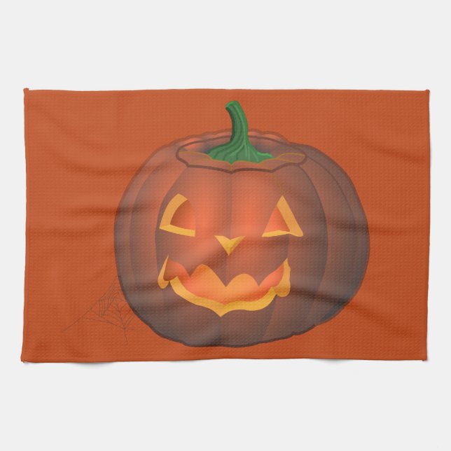 Halloween Pumpkin Towel Jack-O-Lantern Tea Towels (Horizontal)