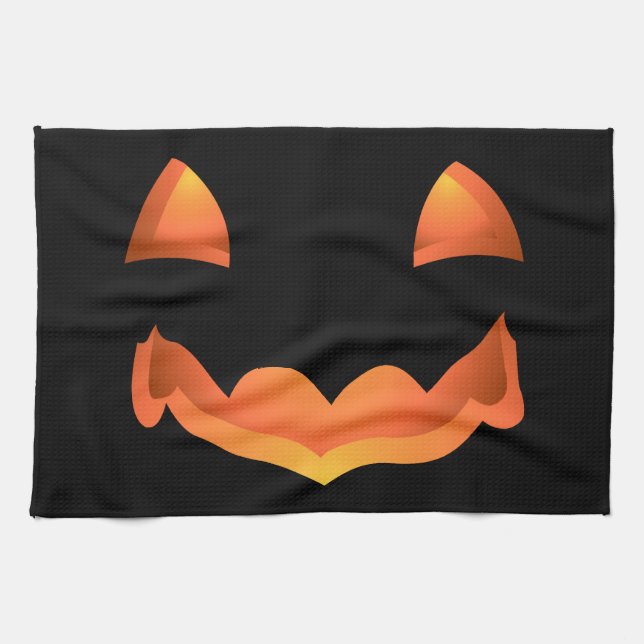 Halloween Pumpkin Towel Jack-O-Lantern Tea Towels (Horizontal)