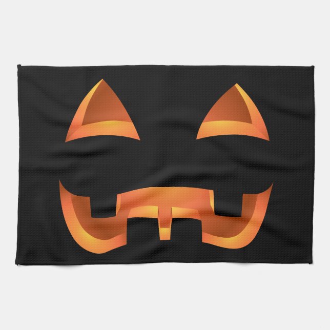 Halloween Pumpkin Towel Jack-O-Lantern Tea Towels (Horizontal)