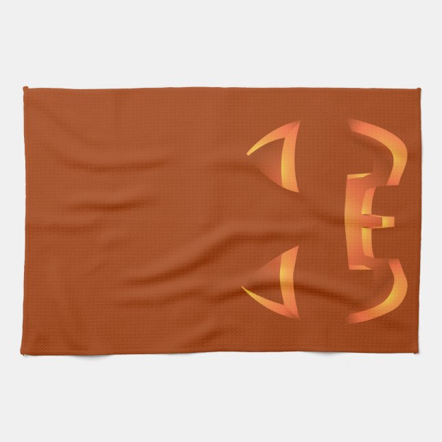 Halloween Pumpkin Towel Jack-O-Lantern Tea Towels (Horizontal)