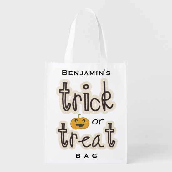 Halloween Pumpkin Trick or Treat Candy Custom Grocery Bag