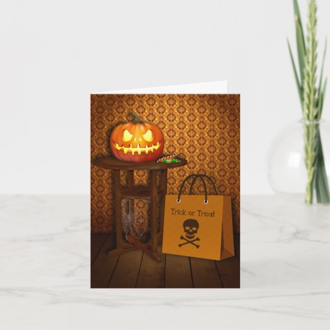 Halloween Pumpkin Trick or Treat Card (Front)