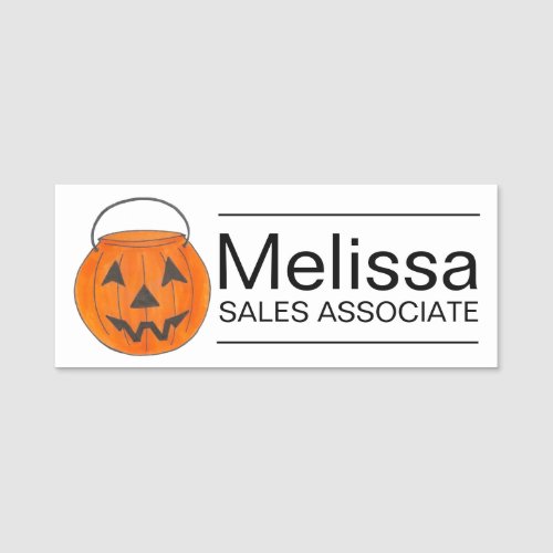 Halloween Pumpkin Trick_or_Treat Costume Shop Name Tag