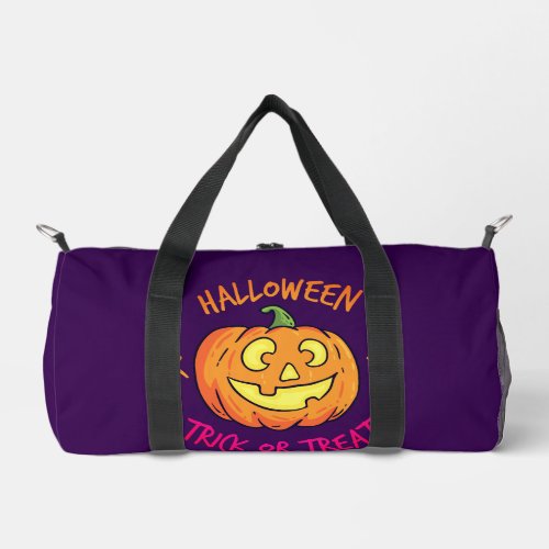 Halloween Pumpkin Trick or Treat Label Duffle Bag