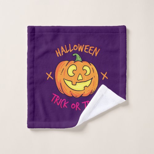 Halloween Pumpkin Trick or Treat Label Wash Cloth