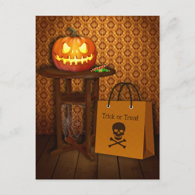 Halloween Pumpkin Trick or Treat Postcard (Front)