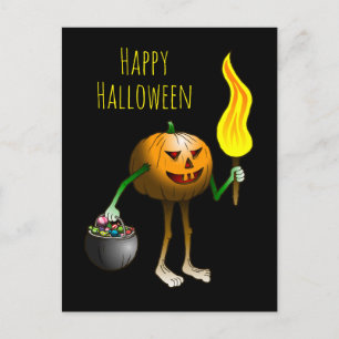 Halloween Pumpkin Trick or Treating Postcard