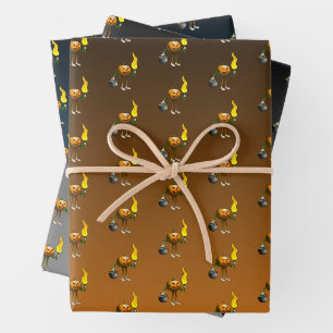 Halloween Pumpkin Trick or Treating Wrapping Paper Sheets
