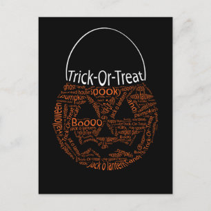 Halloween Pumpkin Typography Orange Black Postcard