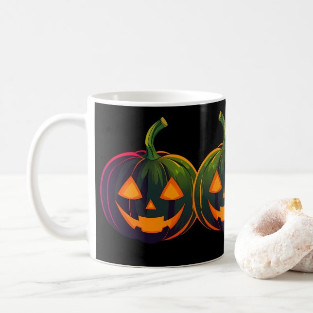 Halloween Pumpkin Vibes Coffee Mug (With Donut)