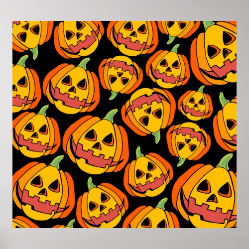 Halloween Pumpkin Vintage Autumn Symbol Poster