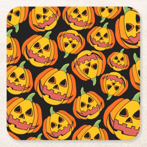 Halloween Pumpkin Vintage Autumn Symbol Square Paper Coaster