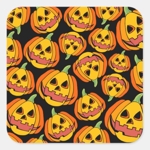 Halloween Pumpkin Vintage Autumn Symbol Square Sticker