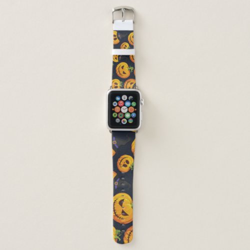 Halloween Pumpkin Vintage Witch Pattern Apple Watch Band