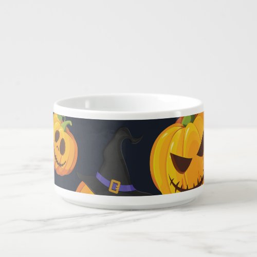 Halloween Pumpkin Vintage Witch Pattern Bowl